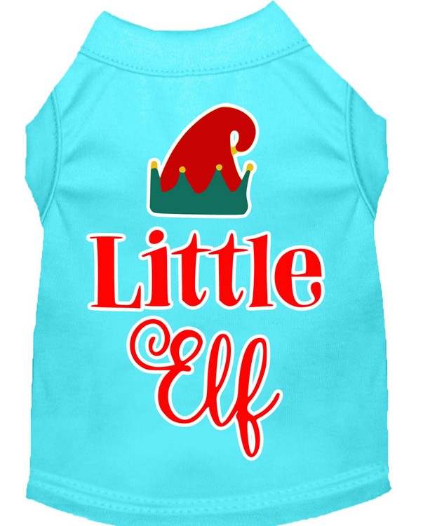 Little Elf Screen Print Dog Shirt Aqua XS